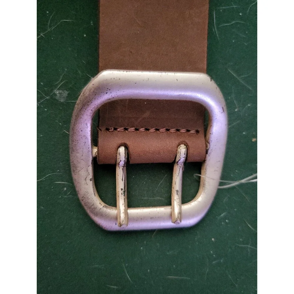 Frye Leather Belt Brown Women's Large Silver Double Buckle